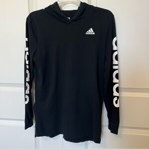 Adidas Black Hooded Tee w/ Logo Sleeves Athletic Normcore